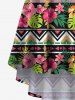 Robe à bretelles asymétrique à imprimé feuilles tropicales et fleurs d'hibiscus grande taille, style hawaïen - Rose clair M