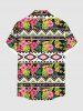 Chemise hawaïenne grande taille pour homme, à imprimé feuilles tropicales et fleurs d'hibiscus, boutons et poche. - Rose clair XL