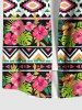 Plus Size Hibiscus Flowers Tropical Leaf Print Buttons Pocket Hawaii Shirt For Men -  