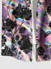 Plus Size Valentine's Day Rose Flower Rainbow Print Buttons Pocket Shirt For Men -  