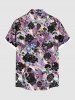 Plus Size Valentine's Day Rose Flower Rainbow Print Buttons Pocket Shirt For Men -  