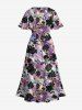 Robe midi fendue grande taille à imprimé rose et arc-en-ciel pour la Saint-Valentin - Pourpre  6X