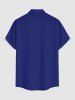 Chemise hawaïenne grande taille pour homme, à imprimé feuilles d'hibiscus, boutons et poche. - Bleu profond 2XL