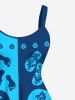 Plus Size Hibiscus Flowers Flip Flops Colorblock Feet Print Hawaii Tank Dress -  