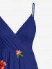 Robe cache-cœur hawaïenne à imprimé de fleurs d'hibiscus et de feuilles, grande taille - Bleu S