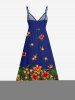 Robe cache-cœur hawaïenne à imprimé de fleurs d'hibiscus et de feuilles, grande taille - Bleu S