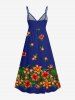 Robe cache-cœur hawaïenne à imprimé de fleurs d'hibiscus et de feuilles, grande taille - Bleu 5X