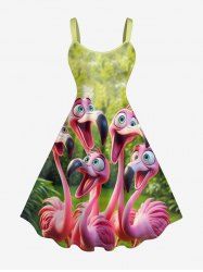 Robe débardeur hawaïenne à imprimé flamants roses grande taille - Vert 1X