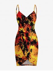 Paréo de plage hawaïen convertible grande taille à imprimé cocotier - Orange Foncé XXS