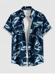 Sharks Print Buttons Pocket Hawaii Shirt For Men -  
