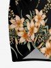 Flower Leaf Branch Print Plus Size Matching Hawaii Beach Outfit For Couples -  