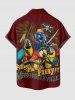 Coconut Tree Parrot Pirate Letters Print Matching Hawaii Cruise Beach Outfit For Couples -  