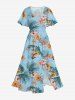Hibiscus Flowers Tropical Leaf Print Matching Hawaii Beach Outfit For Couples -  