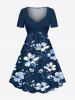 Flowers Leaf Print Plus Size Matching Hawaii Beach Outfit For Couples -  