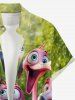 Plus Size Flamingo Trees Print Buttons Pocket Hawaii Shirt For Men -  