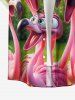 Plus Size Flamingo Trees Print Buttons Pocket Hawaii Shirt For Men -  