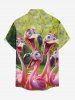 Plus Size Flamingo Trees Print Buttons Pocket Hawaii Shirt For Men -  