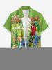 Chemise hawaïenne grande taille pour homme, à imprimé perroquet, jus de fruits, fleurs et feuilles, boutons et poche. - Vert S