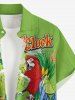 Chemise hawaïenne grande taille pour homme, à imprimé perroquet, jus de fruits, fleurs et feuilles, boutons et poche. - Vert 2XL