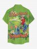 Chemise hawaïenne grande taille pour homme, à imprimé perroquet, jus de fruits, fleurs et feuilles, boutons et poche. - Vert 2XL