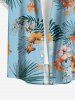 Hibiscus Flowers Tropical Leaf Print Buttons Pocket Hawaii Shirt For Men -  
