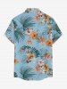 Hibiscus Flowers Tropical Leaf Print Buttons Pocket Hawaii Shirt For Men -  