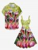 Robe débardeur hawaïenne à imprimé flamants roses grande taille - Vert 1X