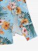 Robe midi hawaïenne fendue à imprimé feuilles tropicales et fleurs d'hibiscus (grande taille) - Bleu Toile de Jean 6X