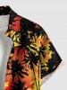 Chemise hawaïenne grande taille à imprimé cocotiers, boutons et poches pour homme - Orange Foncé S