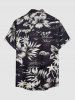 Plus Size Coconut Tree Hibiscus Flower Leaf Print Buttons Pocket Hawaii Shirt For Men -  