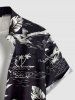 Plus Size Coconut Tree Hibiscus Flower Leaf Print Buttons Pocket Hawaii Shirt For Men -  