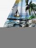 Seascape Coconut Tree Sun Boat Sea Waves Print Hawaii Tank Dress -  