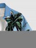 Chemise hawaïenne grande taille pour homme, imprimé paysage marin, cocotier, soleil, bateau et vagues, boutons et poche. - Bleu Ciel S