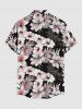 Plus Size Flowers Leaf Tropical Print Buttons Pocket Hawaii Shirt For Men -  