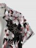 Plus Size Flowers Leaf Tropical Print Buttons Pocket Hawaii Shirt For Men -  