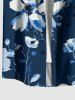 Chemise hawaïenne grande taille à imprimé floral et feuilles, boutons et poche pour homme - Cadetblue S