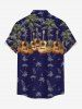 Coconut Tree Pineapple Guitar Print Hawaii Button Pocket Shirt For Men -  