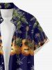 Coconut Tree Pineapple Guitar Print Hawaii Button Pocket Shirt For Men -  