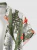 Tropical Leaf Hibiscus Flower Print Hawaii Button Pocket Shirt For Men -  