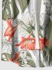 Tropical Leaf Hibiscus Flower Print Hawaii Button Pocket Shirt For Men -  
