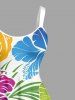 Robe trapèze hawaïenne à imprimé floral tropical et feuilles d'hibiscus grande taille - Blanc 4X