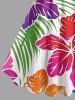 Robe trapèze hawaïenne à imprimé floral tropical et feuilles d'hibiscus grande taille - Blanc 4X