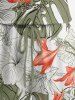 Tropical Leaf Hibiscus Flower Print Hawaii Drawstring Pocket Romper -  