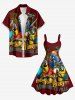Coconut Tree Parrot Pirate Letters Print Hawaii Cruise A Line Dress -  
