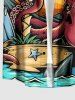 Coconut Tree Octopus Cartoon Graphic Print Hawaii Button Pocket Shirt For Men -  