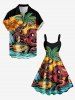 Coconut Tree Octopus Cartoon Graphic Print Hawaii A Line Dress -  