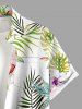 Plus Size Hibiscus Flowers Tropical Leaf Pineapple Bird Print Buttons Pocket Hawaii Shirt For Men -  