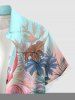Plus Size Flamingo Tropical Leaf Ombre Print Buttons Pocket Hawaii Shirt For Men -  