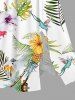 Robe midi fendue hawaïenne grande taille à imprimé hibiscus, feuilles tropicales, ananas et oiseaux - Blanc S