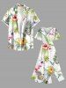 Robe midi fendue hawaïenne grande taille à imprimé hibiscus, feuilles tropicales, ananas et oiseaux - Blanc S